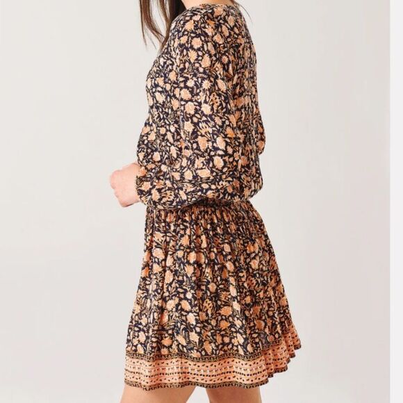 Faherty Reva Long Sleeve Mini Dress Floral S - Picture 2 of 8
